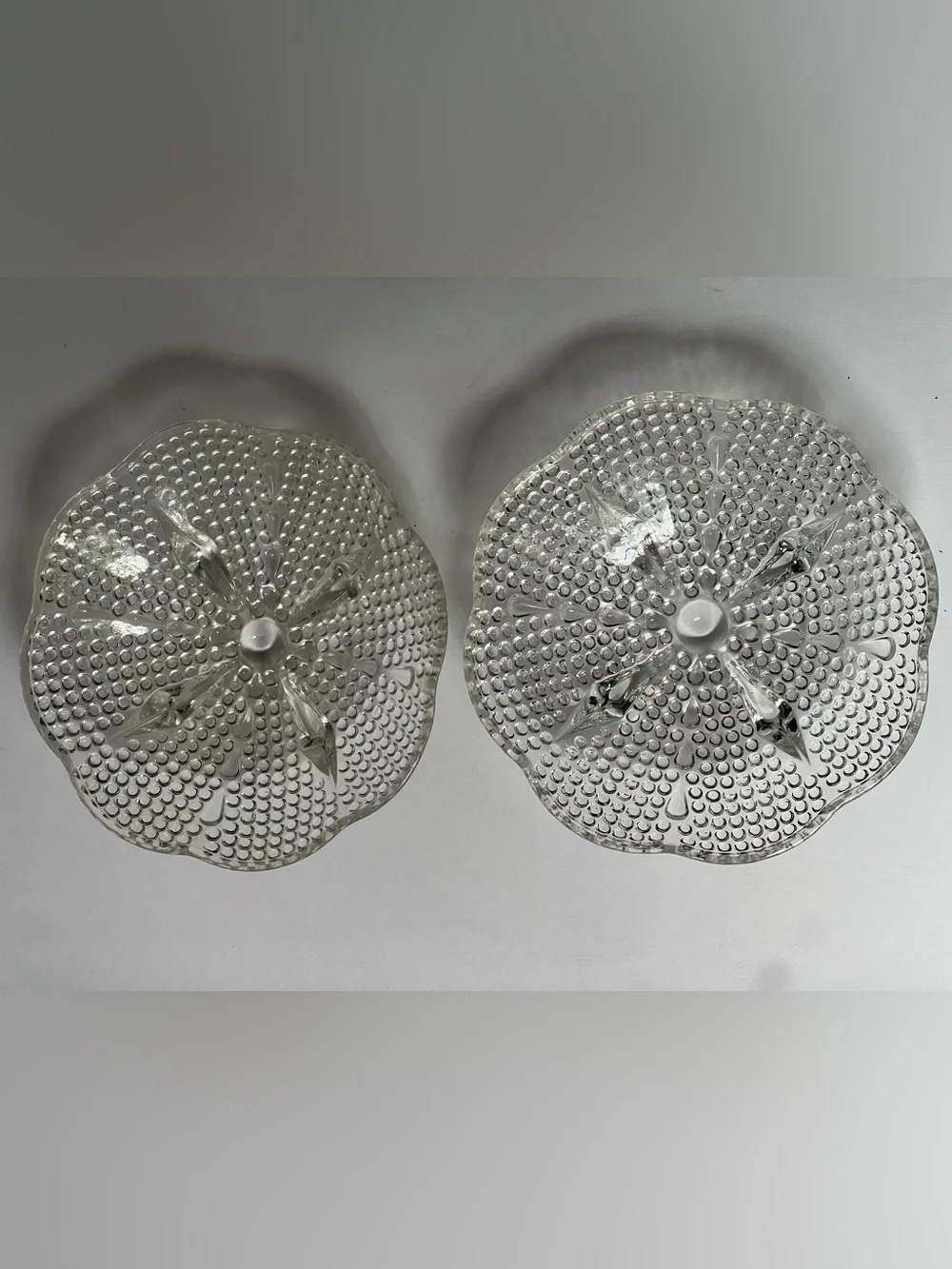 Set of 2 Vintage Clear  Hazlett Atlas Hobnail Glass Candy Bowls, 1960’s.
